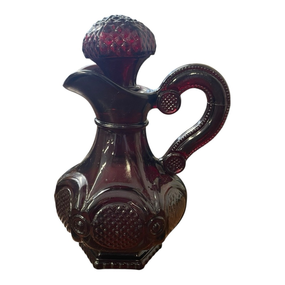 Avon‎ The 1876 Cape Cod Collection Red Glass Cruet With Bath Oil